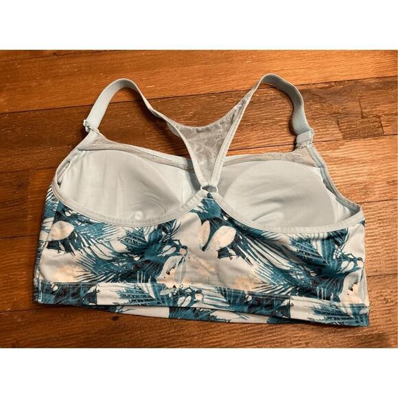 Sport by Cacique size 16 low impact no wire Sports Bra blue floral mesh - Picture 3 of 7